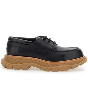 McQueen Stringata Con Incisione Logo E Platform - Blu