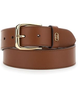 Gucci Belt With Adjustable Buckle Cosure And Double G Logo Plaque On The Loop - Brown