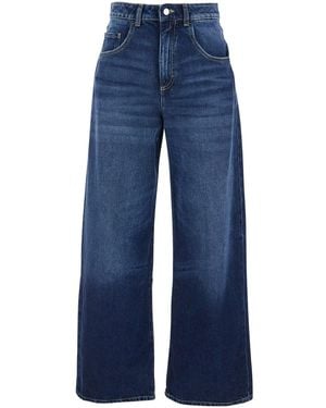 ICON DENIM Wide Leg Jeans With Logo Patch On The Back - Blue