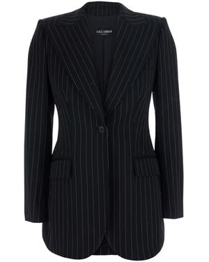 Dolce & Gabbana Blazer Con Motivo A Righe All-Over E Revers Classici I - Nero