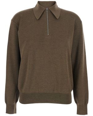 Phoebe Philo Polo Shirt With Classic Collar And Front Zip Closur - Brown