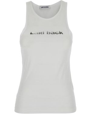 Low Classic 'Laid Back' Sleeveless Top With Round Neck And Print - Grey