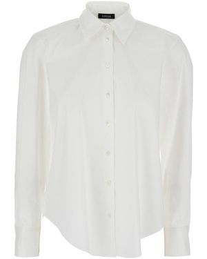 Plain Shirt With Classic Collar And Button Cuffs - White