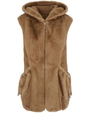 GIOVANNI PARIS Leather Sleeveless Jacket For - Brown