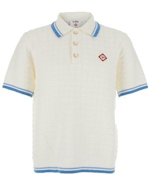 CASABLANCA Polo Con Colletto Classico E Patch Logo Sul Petto - Bianco