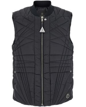 Rick Owens 'Megapenta' Vest With Logo Detail On The Zip Puller And Logo Patch On The Front - Black