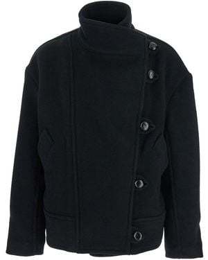 Isabel Marant 'Hanis' Jacket With Stand-Up Collar And Dropped Sh - Blue