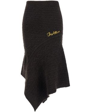 The Attico Skirt With Asymmetrical Design And Logo Lettering - Black