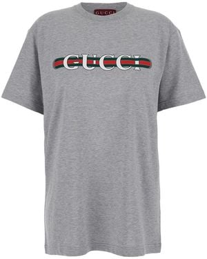 Gucci Logo Cotton T-Shirt - Gray