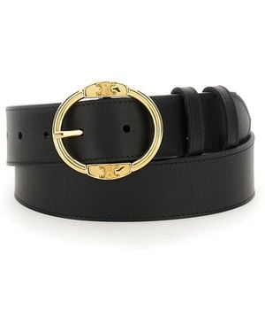 Celine Belt With Round Buckle And Double Triomphe Details - Black