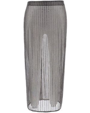 VENUJA Crystal Midi Skirt With Tech Fabric - Gray