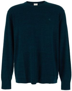 Calvin Klein Crew Neck Jumper Wool - Blue