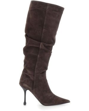 Le Plain Knee-High Boots With 90 Heel - Brown