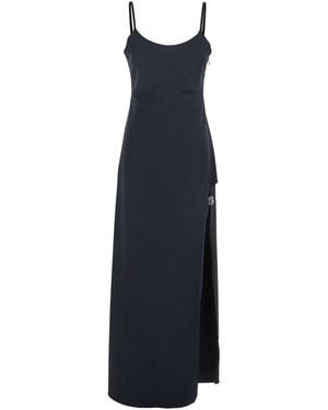 Coperni Long Dress With Thin Straps And Side Logo Plaque - Blue