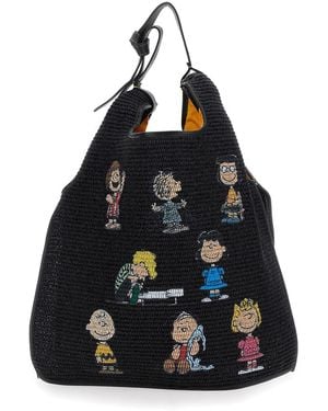 Anita Bilardi 'Picasso' Handbag With Snoopy Prints On The Front - Black