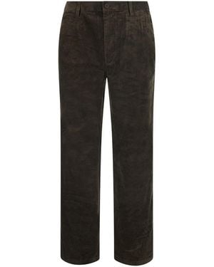 Calvin Klein Velvet Trousers With Pockets And Straight Hems - Black