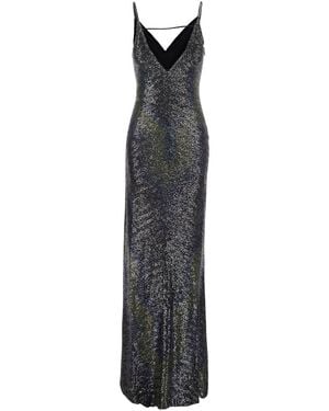 Missoni Long Sleeveless Dress With V-Neck And All-Over Sequ - White