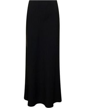 Plain 'midi' Skirt With Volant Detail At The End In Satin - Black