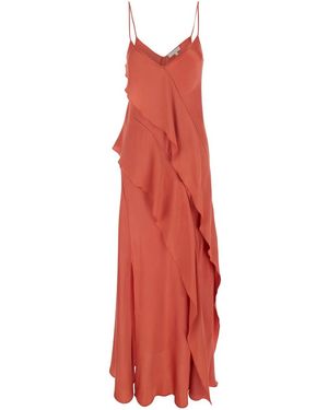 Antonelli 'Luisiana' Dress With Spaghetti Straps And Front Ruffle - Red