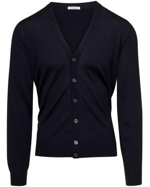GAUDENZI Cardigan With V-Neck And Long Sleeves - Blue