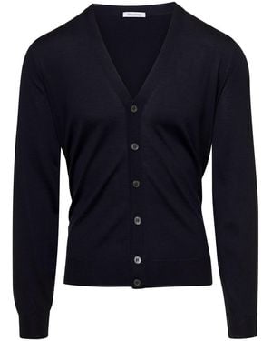 GAUDENZI Cardigan Con Scollo A V E Maniche Lunghe - Blu