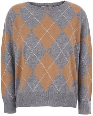 SOLOCASCMIR Jumper With Round Neck And Diamond Motif - Grey