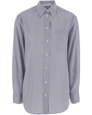 The Row 'Gavina' Shirt With Classic Collar And All-Over Striped M - Blue