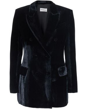 P.A.R.O.S.H. Double-Breasted Velvet Blazer - Black