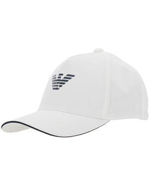Emporio Armani Cappellomin Cotone Con Visiera - Bianco