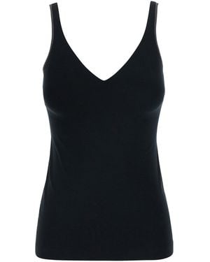 Brunello Cucinelli V-Neck Top With Jewellery Details On The Edges - Black