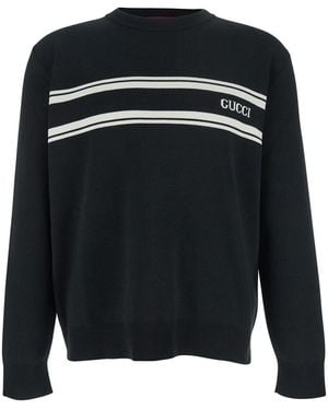Gucci Silk Cotton Jumper With Intarsia - Black