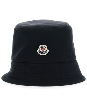 Moncler Cappello Da Pescatore Con Tesa Larga Bassa E Patch Logo Sul Fr - Nero