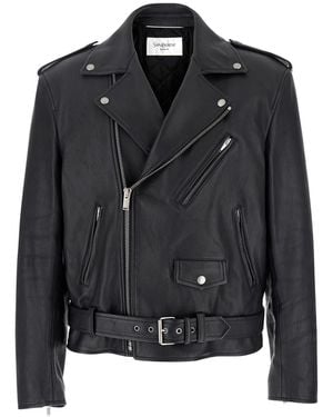 Saint Laurent Lamb Leather Biker Jacket - Black