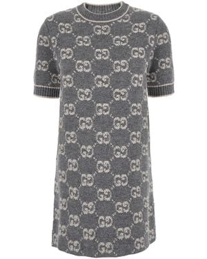 Gucci Mini-abito in maglia jacquard - Grigio