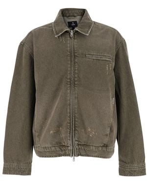 Represent Jacket With Classic Collar And Logo Plaque On The Front - Green