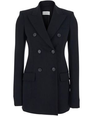 Sportmax Double-Breasted Jacket With Peak Revers - Black