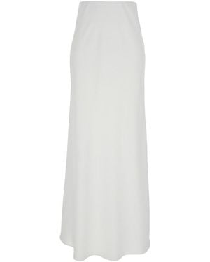 Le Plain Long Skirt With Ruffle Detail - White