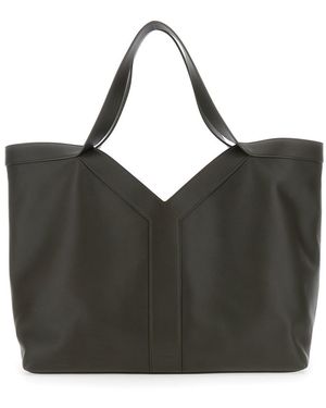 Saint Laurent Tote Bag With Two Top Handles And Hook Closure - Black