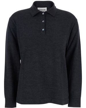 P.A.R.O.S.H. Polo Shirt With Classic Collar And Long Sleeves - Black