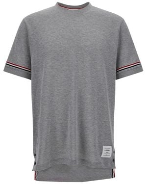 Thom Browne T-Shirt Girocollo Grigia A Maniche Corte - Grigio