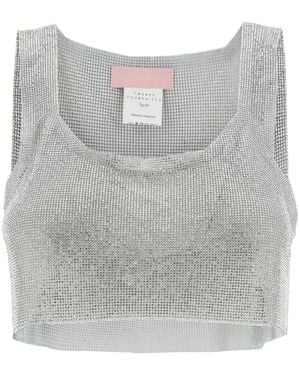 Twentyfourhaitch 'Aten' Crop Sleeveless Top With All-Over Sequ - Grey