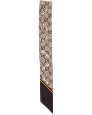 Gucci Fiocco con stampa gg con morsetti in seta beige - Bianco