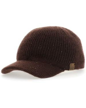 Brunello Cucinelli Cap With Sequins Cashmere And Silk Hat - Brown