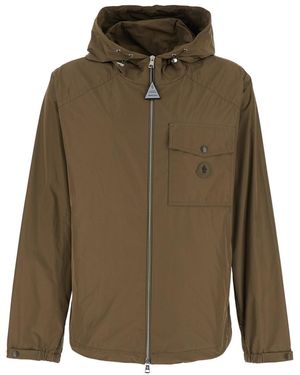 Moncler Giubbotto 'Fuyue' Con Cappuccio Con Coulisse E Patch Logo Sul - Verde
