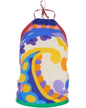 Etro Silk Top With All-Over Paisley Motif For - Blue