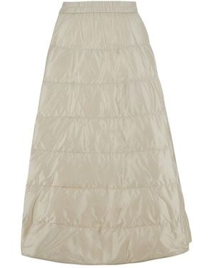 Moncler Skirt With Elasticized Waist And Tone-On-Tone Logo Patch On The Back - White