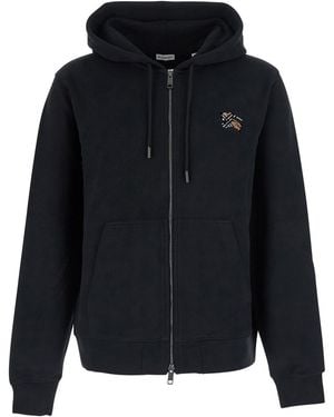Burberry 'Scott' Hoodie With Fixed Hood And Logo Patch On The Fr - Blue