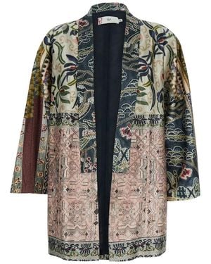HUI 'Werner' Cardigan Without Closure With All-Over Print I - Gray