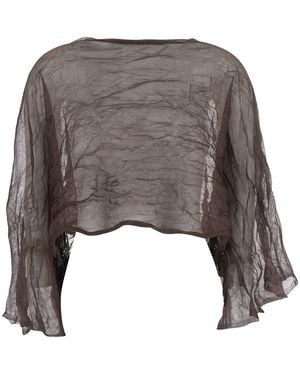 Antonelli Crop Top With Boat Neckline And Crumpled Design - Grey