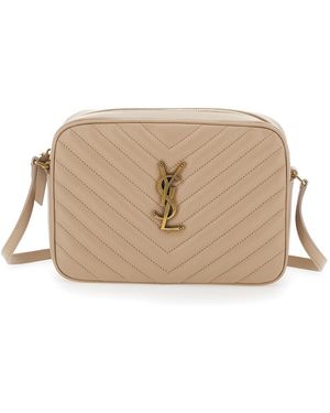 Saint Laurent Lou Shoulder Bag With Cassandre - Natural